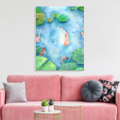 Koi Fish Pond watercolor Canvas Afdruk (Insitu (Woonkamer))
