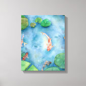 Koi Fish Pond watercolor Canvas Afdruk (Voorkant)