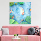 Koi Fish Pond watercolor Canvas Afdruk (Insitu (Woonkamer))