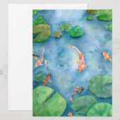 Koi Fish Pond watercolor Feestdagenkaart (Voorkant / Achterkant)