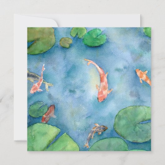 Koi Fish Pond watercolor Feestdagenkaart (Voorkant)