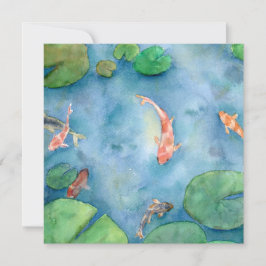 Koi Fish Pond watercolor Feestdagenkaart