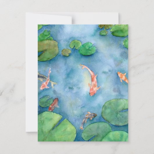 Koi Fish Pond watercolor Feestdagenkaart (Voorkant)