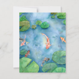 Koi Fish Pond watercolor Feestdagenkaart