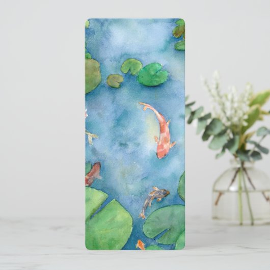 Koi Fish Pond watercolor Feestdagenkaart (Staand voorkant)