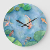 Koi Fish Pond watercolor Grote Klok (Voorkant)
