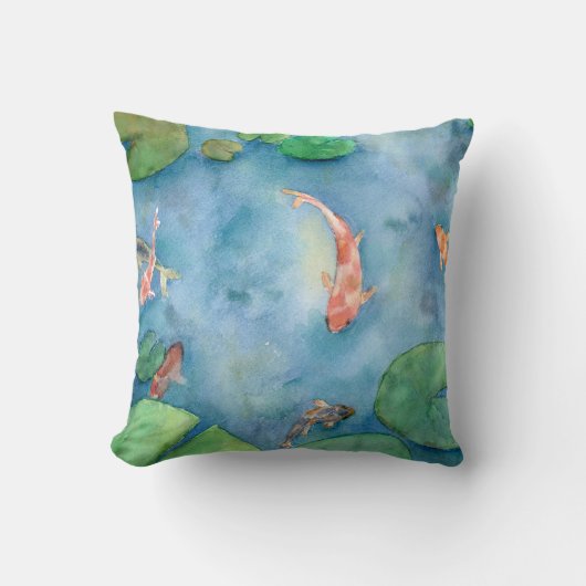 Koi Fish Pond watercolor Kussen (Voorkant)