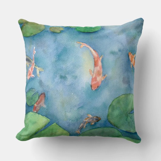 Koi Fish Pond watercolor Kussen (Voorkant)
