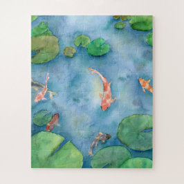 Koi Fish Pond watercolor Legpuzzel