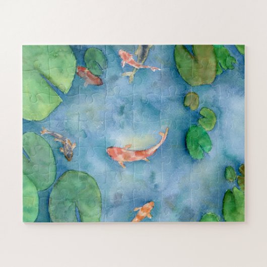 Koi Fish Pond watercolor Legpuzzel (Horizontaal)
