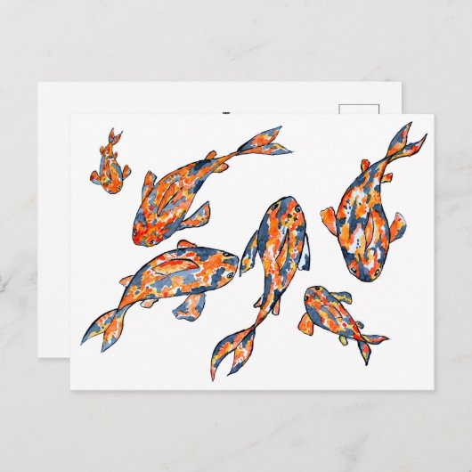 Koi Fish Pond Waterverf Briefkaart (Voorkant / Achterkant)