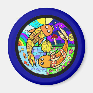 Koi Fish Pyschedelic Elemental Mandela Magneet