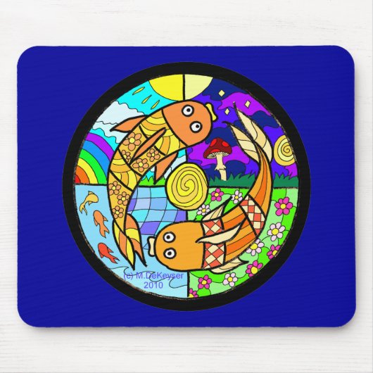 Koi Fish Pyschemelic Elemental Mandela Muismat (Voorkant)