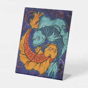 Koi Fish Reclamebord Met Voetstuk