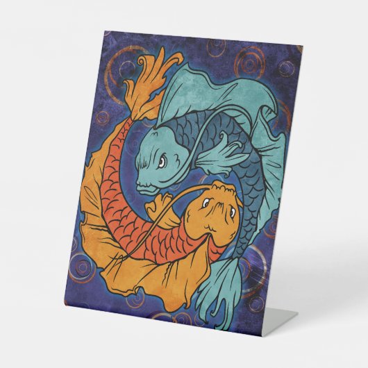 Koi Fish Reclamebord Met Voetstuk (Voorkant)