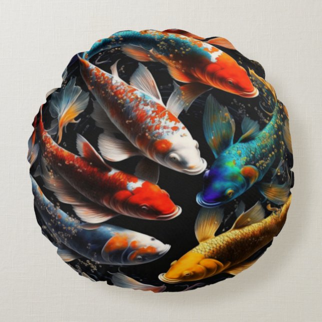 Koi Fish Rond Kussen (Voorkant)