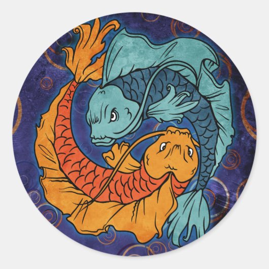 Koi Fish Ronde Sticker (Voorkant)