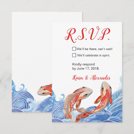 KOI FISH RSVP CARD KAART (Voorkant / Achterkant)