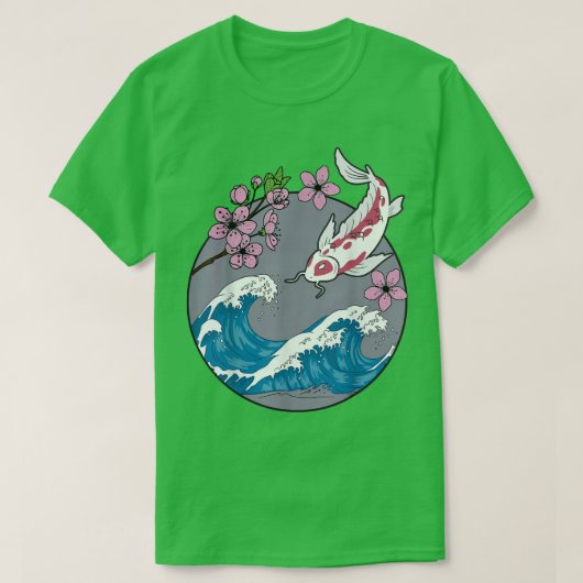 Koi Fish Sakura Cherry Blossom Retro Japans T-shirt (Design voorkant)