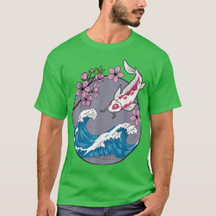 Koi Fish Sakura Cherry Blossom Retro Japans T-shirt