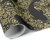 Koi Fish Stijlvol Zwart en Goud Designer Cadeaupapier (Rol Hoek)