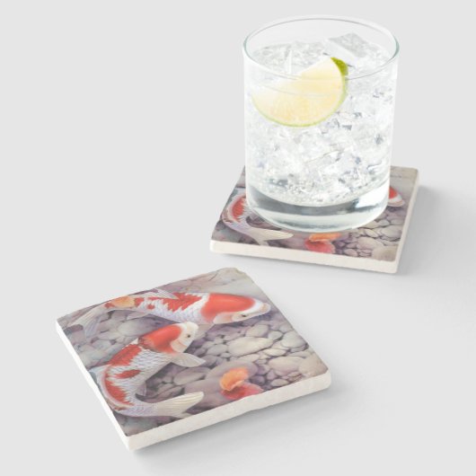 Koi Fish Stone Onderzetter (Zijkant)