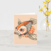 KOI FISH-studie C gevouwen Wenskaart Kaart (Gele Bloem)