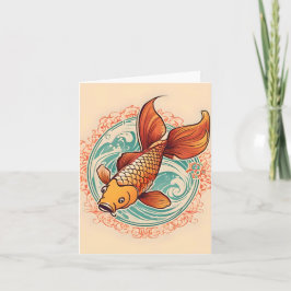 Koi Fish Study Een gevouwen Wenskaart Kaart
