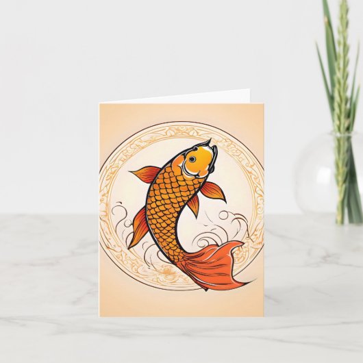 Koi Fish Study F Gevouwen Wenskaart Kaart (Voorkant)
