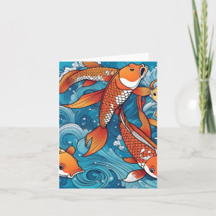 Koi Fish Study G gevouwen Wenskaart Kaart