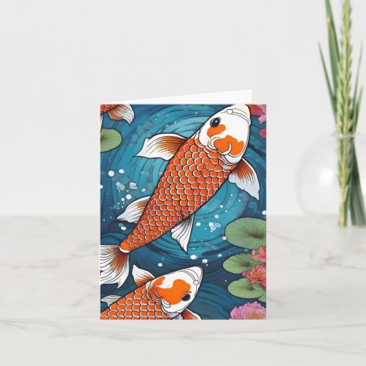 Koi Fish Study H Gevouwen Wenskaart Kaart (Voorkant)
