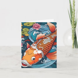 Koi Fish Study I Gevouwen Wenskaart Kaart