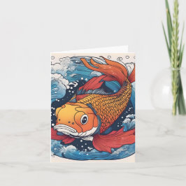 Koi Fish Study J Gevouwen Wenskaart Kaart