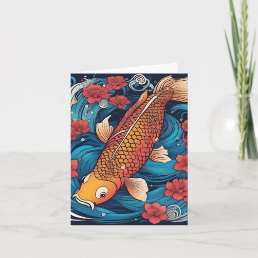 Koi Fish Study K Gevouwen Wenskaart Kaart (Voorkant)