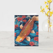 Koi Fish Study K Gevouwen Wenskaart Kaart (Gele Bloem)