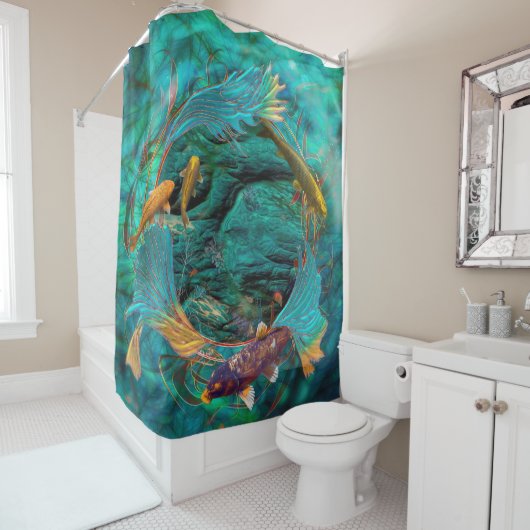 Koi Fish SWIMMING IN PEACE Douchegordijn (In situ)