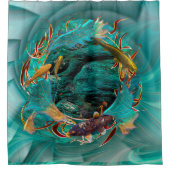 Koi Fish "SWIMMING IN PEACE" Douchegordijn (Voorkant)
