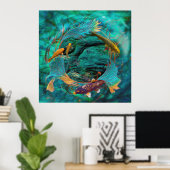 Koi Fish "SWIMMING IN PEACE" Poster (Thuiskantoor)