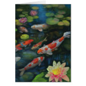 Koi Fish Swimming Lotus Flower Pond Zen Painting (Voorkant)