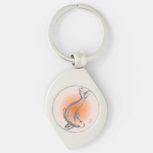 Koi Fish Swirl Metal Sleutelhanger