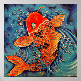 "Koi Fish" Tattoo Style Art Poster Afdrukken