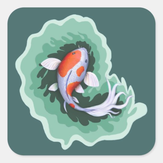 Koi Fish ThMED Vierkante Sticker (Voorkant)