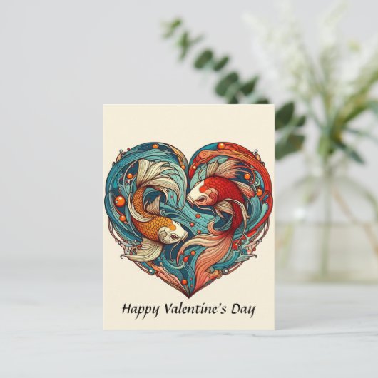 Koi Fish Valentijn Briefkaart (Staand voorkant)