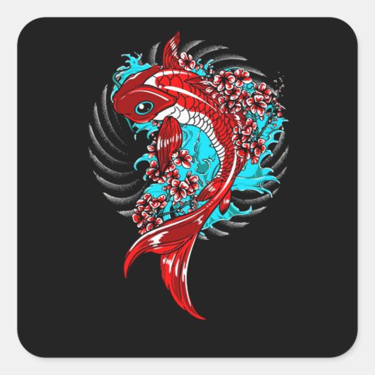 Koi Fish Vierkante Sticker (Voorkant)