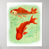 Koi Fish Vintage Japanese Art Poster (Voorkant)