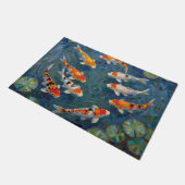 Koi Fish Water Lilies Impressionist Pond Deurmat (Schuin)