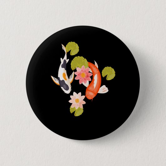 Koi Fish Water Lily Japanse karp Ronde Button 5,7 Cm (Voorkant)