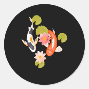 Koi Fish Water Lily Japanse karp Ronde Sticker