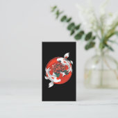 Koi Fish Water Lily Japanse kunst Visitekaartje (Staand voorkant)