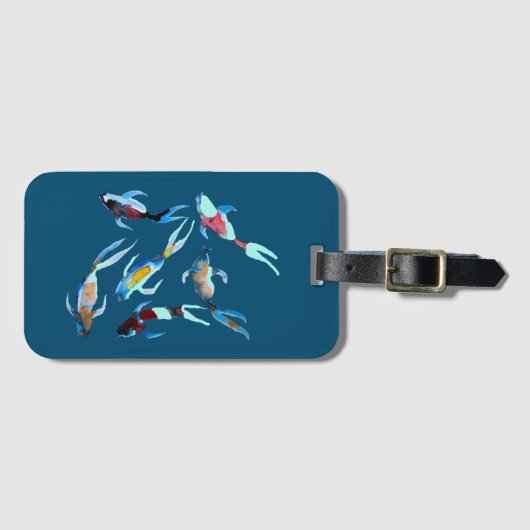 Koi Fish waterverf Bagagelabel (Voorkant (horizontaal))